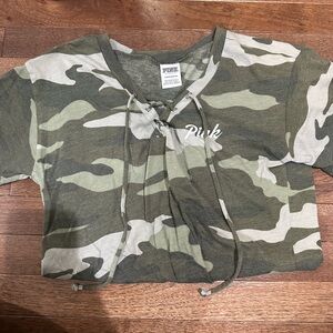 PINK Victoria's Secret Green Camouflage Tee